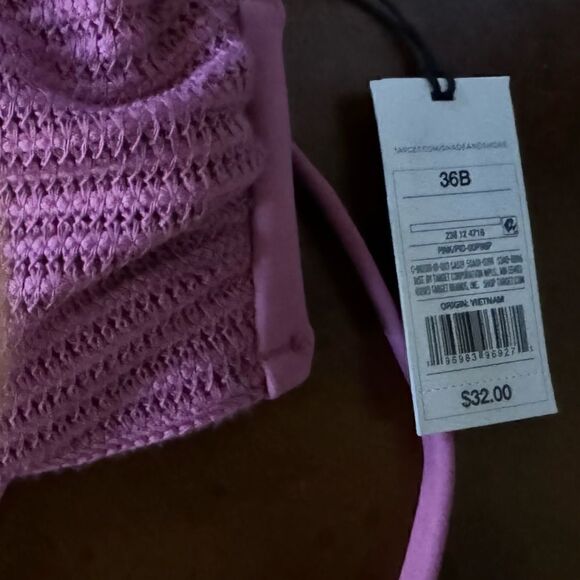 Shade & Shore Pink Women's Crochet Bandeau Bikini Top Size 36B or 36D NWT - Picture 10 of 10